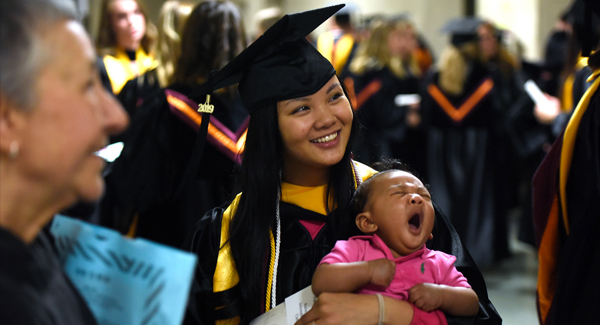 Natalie enjoying Central Penn College's Commencement Ceremony